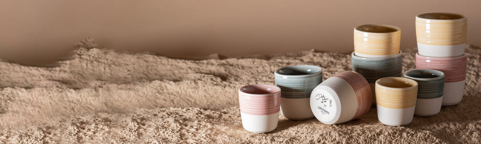 Dale Haris Cups banner showing a cluster of the colorful cups