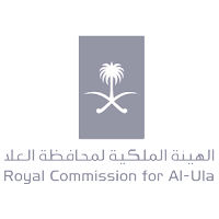 logo as square emblem with two swords under a palm