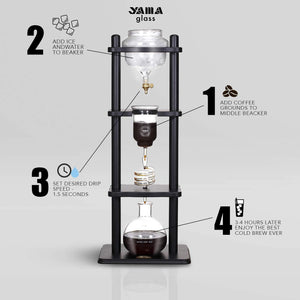 Yama 6-8 Cup Cold Drip Maker Curved Brown Wood Frame (32oz)