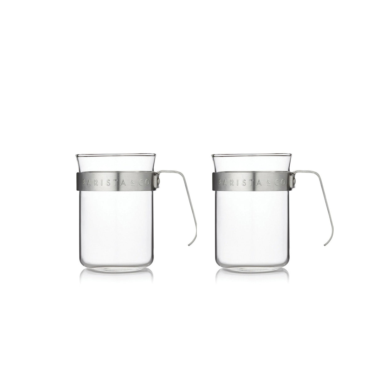 Glass Cups with Metal Handle - Set of Two
